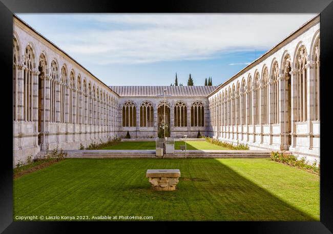 Camposanto courtyard - Pisa Framed Print by Laszlo Konya