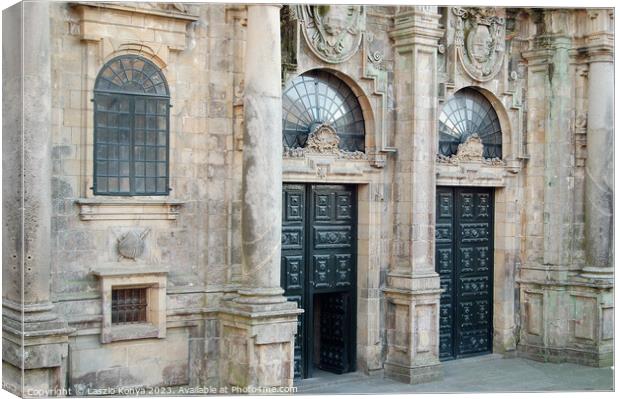 Azabacheria Portal - Santiago de Compostela Canvas Print by Laszlo Konya