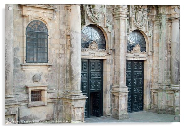 Azabacheria Portal - Santiago de Compostela Acrylic by Laszlo Konya