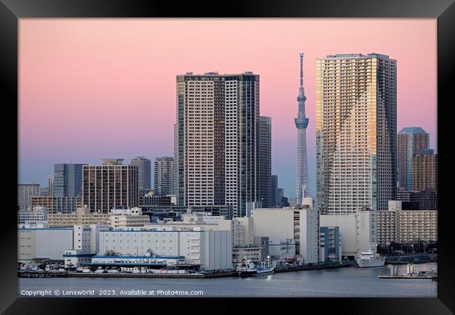 Tokyo sunset with Skytree Framed Print by Lensw0rld 