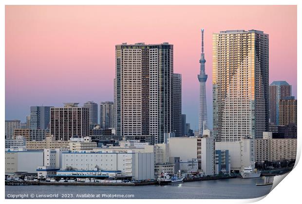 Tokyo sunset with Skytree Print by Lensw0rld 