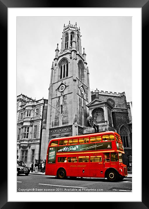 Red London Bus Framed Mounted Print by Dawn O'Connor