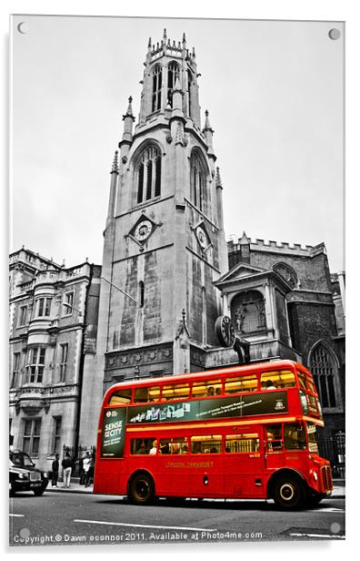 Red London Bus Acrylic by Dawn O'Connor