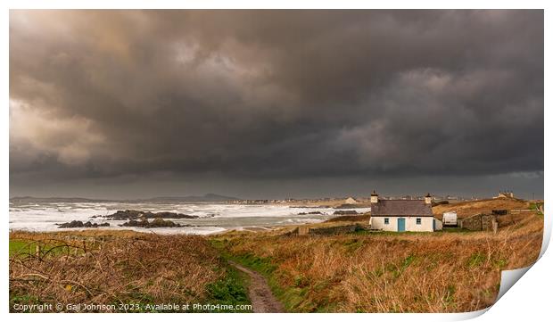Rough weather off the Isle of Anglesey North Wales Print by Gail Johnson