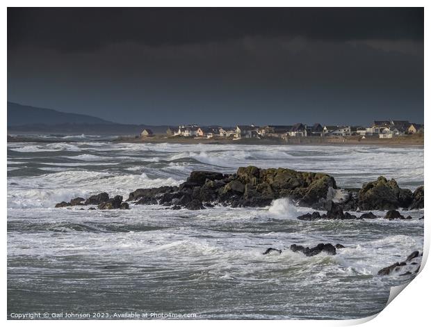 Rough weather off the Isle of Anglesey North Wales Print by Gail Johnson