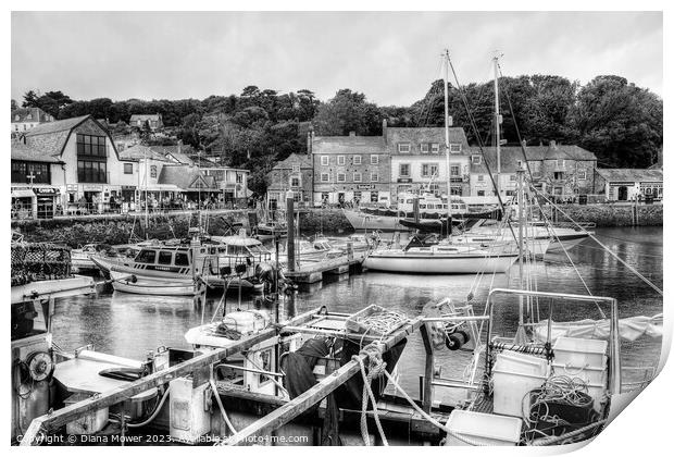Padstow Harbour Monochrome Print by Diana Mower