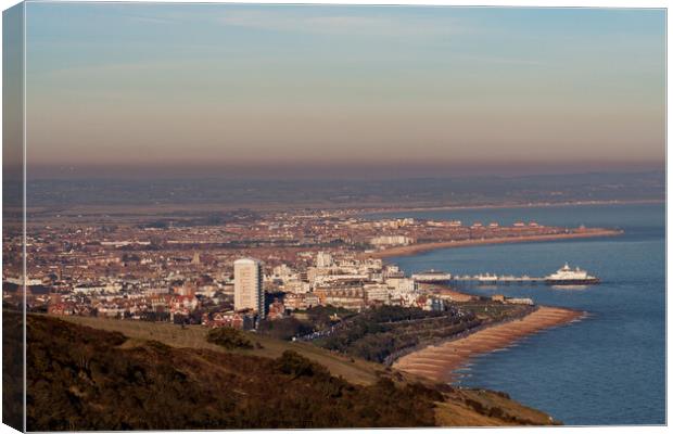 Eastbourne from The Downs Canvas Print by Sally Wallis