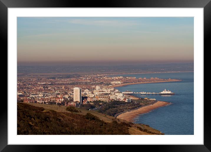 Eastbourne from The Downs Framed Mounted Print by Sally Wallis