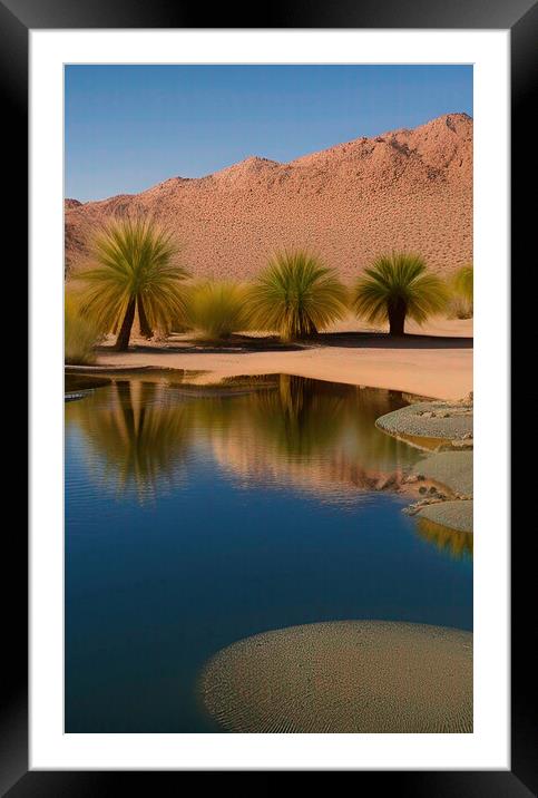 Serene Desert Oasis Framed Mounted Print by Roger Mechan