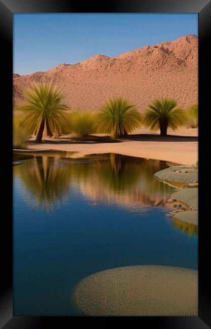 Serene Desert Oasis Framed Print by Roger Mechan