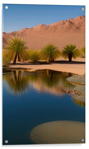 Serene Desert Oasis Acrylic by Roger Mechan