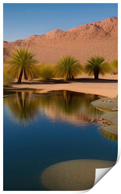 Serene Desert Oasis Print by Roger Mechan
