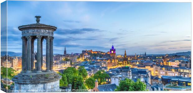 Evening mood over Edinburgh – Panorama  Canvas Print by Melanie Viola