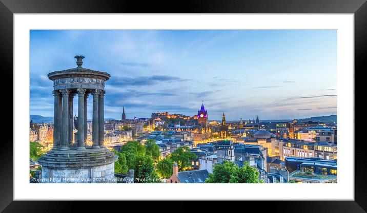 Evening mood over Edinburgh – Panorama  Framed Mounted Print by Melanie Viola