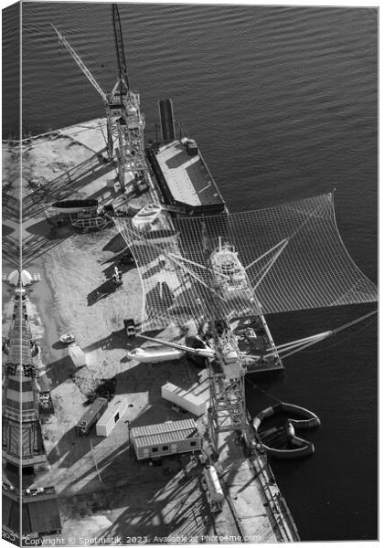 Aerial Port Los Angeles marine vessel SpaceX  Canvas Print by Spotmatik 