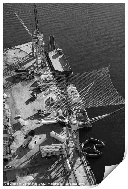 Aerial Port Los Angeles marine vessel SpaceX  Print by Spotmatik 