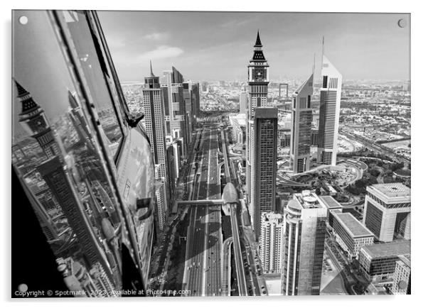 Aerial Helicopter view of Dubai Sheikh Zayed Road Acrylic by Spotmatik 