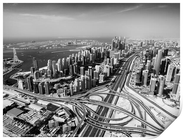 Aerial Dubai city skyscrapers Palm Jumeirah Island Print by Spotmatik 