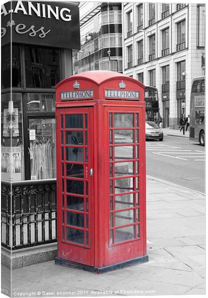 Red Telephone Box, London Canvas Print by Dawn O'Connor