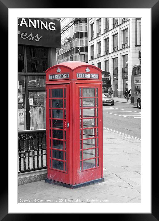 Red Telephone Box, London Framed Mounted Print by Dawn O'Connor