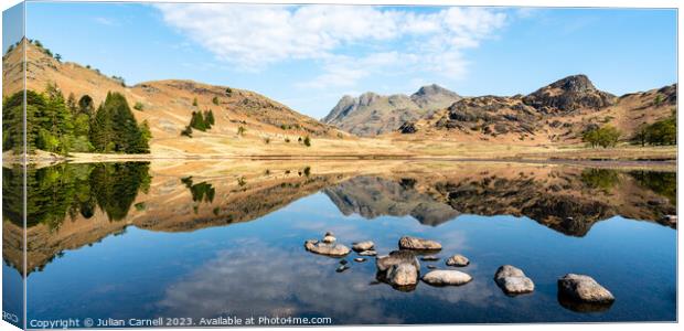 Blea Tarn reflection Langdale Lake District National Park Canvas Print by Julian Carnell