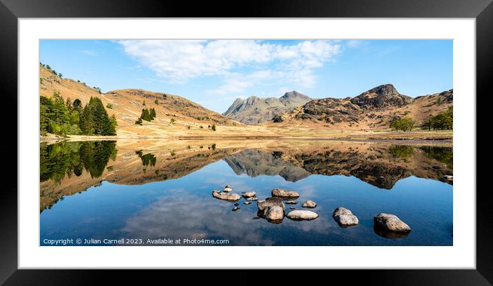 Blea Tarn reflection Langdale Lake District National Park Framed Mounted Print by Julian Carnell