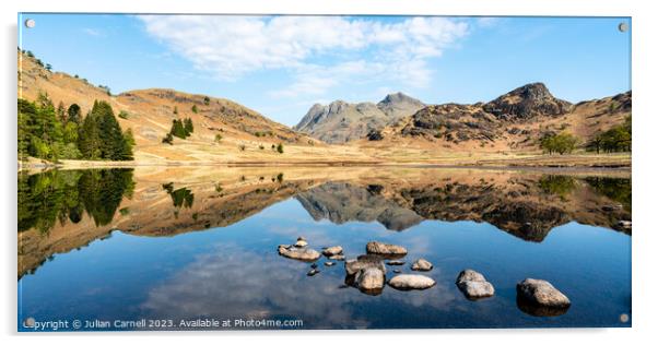 Blea Tarn reflection Langdale Lake District National Park Acrylic by Julian Carnell