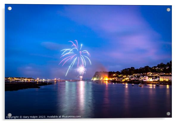 Shaldon fireworks Acrylic by Gary Holpin