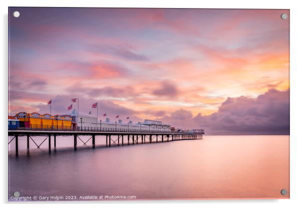 Paignton Pier sunrise Acrylic by Gary Holpin