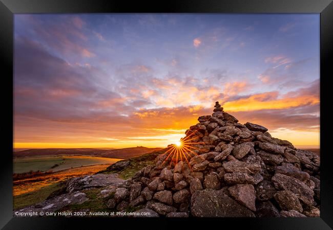 Sunrise at the tor Framed Print by Gary Holpin