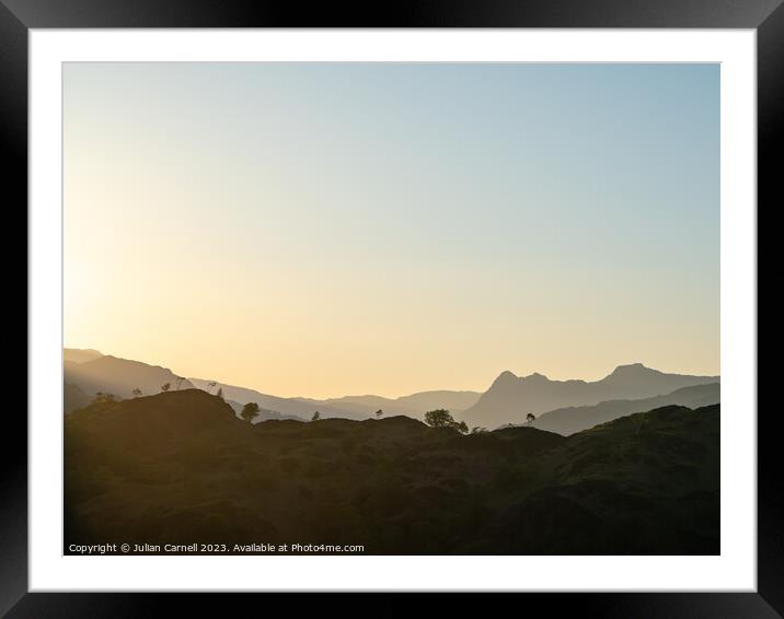 Lake District sunset over langdale shot from Tom heights Framed Mounted Print by Julian Carnell
