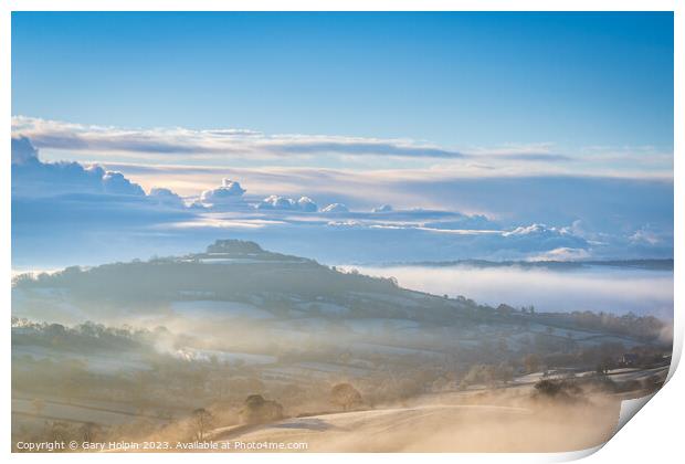 Hill in a winter mist Print by Gary Holpin