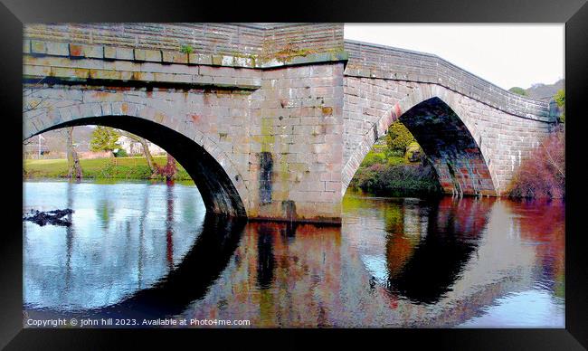 Bridge reflections, Froggatt, Derbyshire, UK. Framed Print by john hill