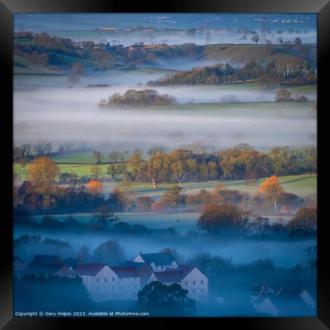 Foggy Devon landscape Framed Print by Gary Holpin