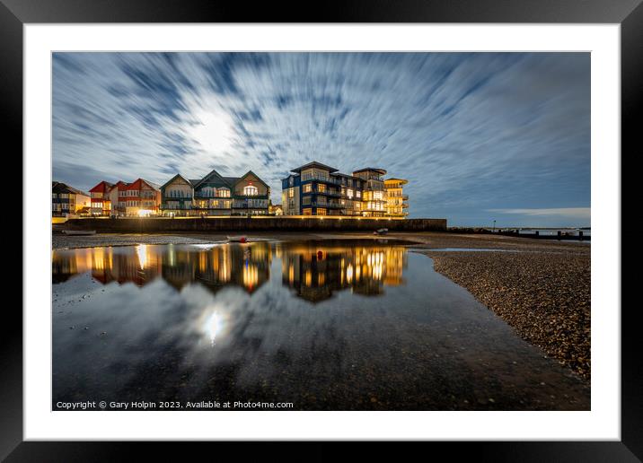 Moonlight on the estuary Framed Mounted Print by Gary Holpin