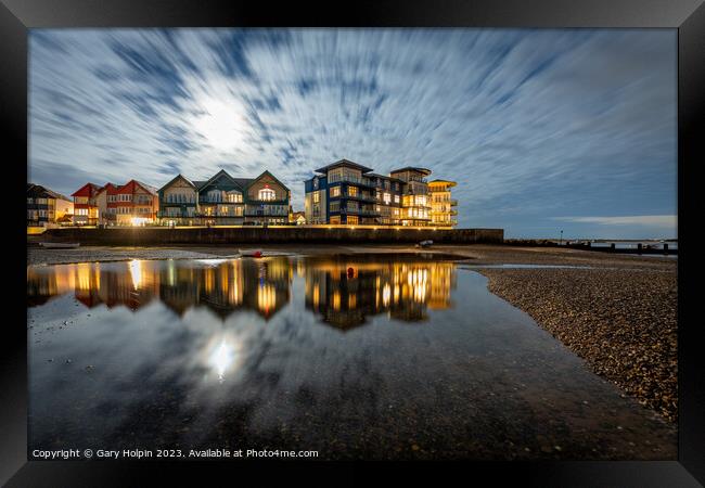 Moonlight on the estuary Framed Print by Gary Holpin