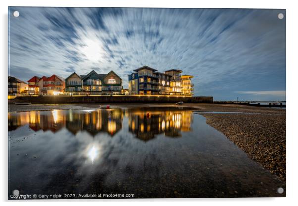 Moonlight on the estuary Acrylic by Gary Holpin