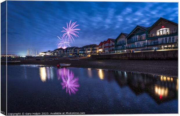 Fireworks over Exmouth  Canvas Print by Gary Holpin
