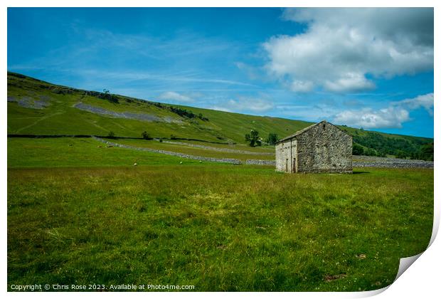 Countryside around Kettlewell, Upper Wharfedale Print by Chris Rose