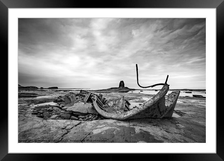 Shipwreck at Saltwick Bay, North Yorkshire Framed Mounted Print by Martin Williams