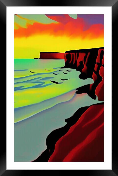 Spectacular Sunset over Cornwall Cliffs Framed Mounted Print by Roger Mechan