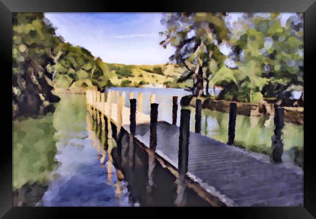 Windermere Jetty Digital Art Painting Effect Framed Print by Glen Allen
