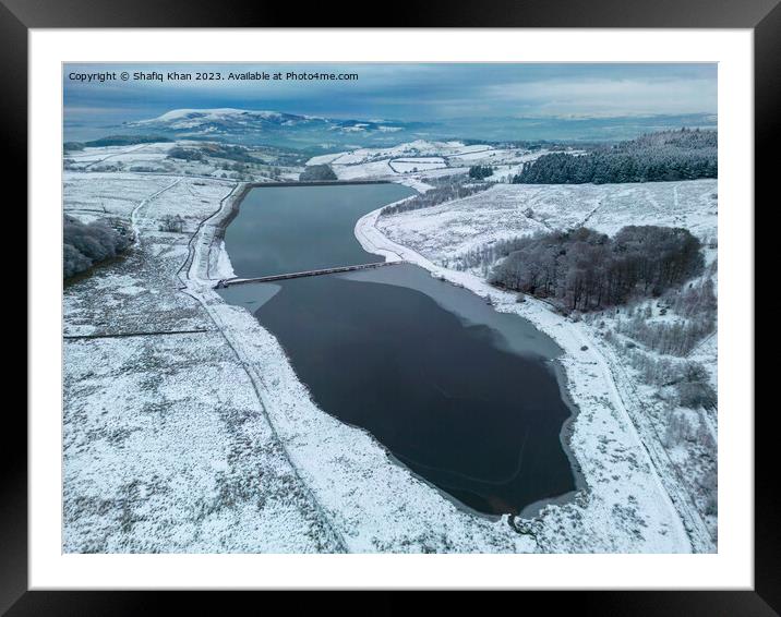 Aerial view of Dean Clough Reservoir Framed Mounted Print by Shafiq Khan