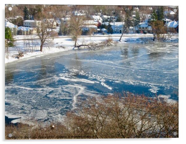 Rideau River freezing over Acrylic by Stephanie Moore