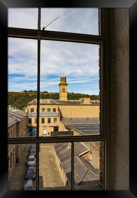 View through t'mill window Framed Print by Glen Allen
