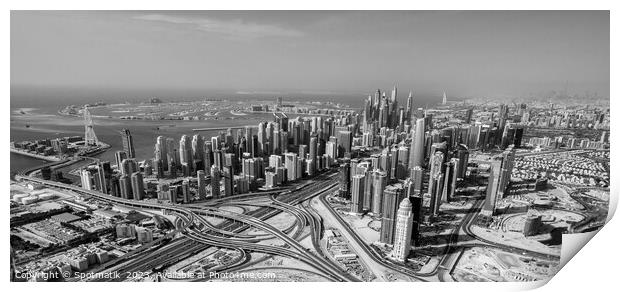 Aerial Dubai city skyscrapers Sheikh Zayed Road  Print by Spotmatik 