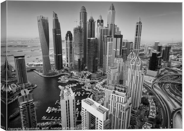 Aerial Dubai cityscape Marina Mall Emirates UAE Canvas Print by Spotmatik 