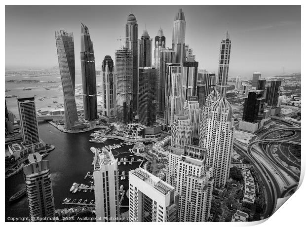 Aerial Dubai cityscape Marina Mall Emirates UAE Print by Spotmatik 