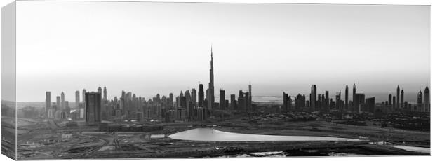 Aerial Panorama Dubai sunset Burj Khalifa  Canvas Print by Spotmatik 