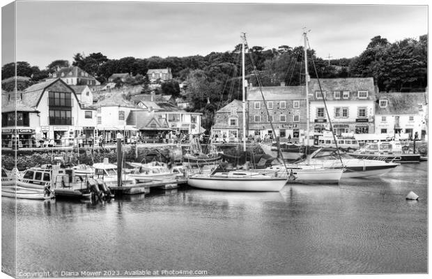 Padstow Harbour in Black and White Canvas Print by Diana Mower